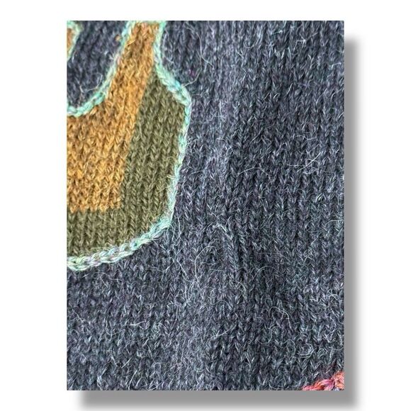 Perez Vintage Aztec Animal Dinosaur Knit Crewneck Sweater Alpaca Men’s Size XL - Picture 8 of 8